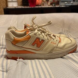 New Balance 550 Cream and Orange Shoes